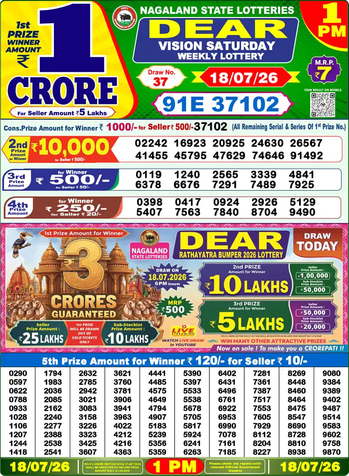 Dhankesari Lottery 1 PM Result 2026-07-19