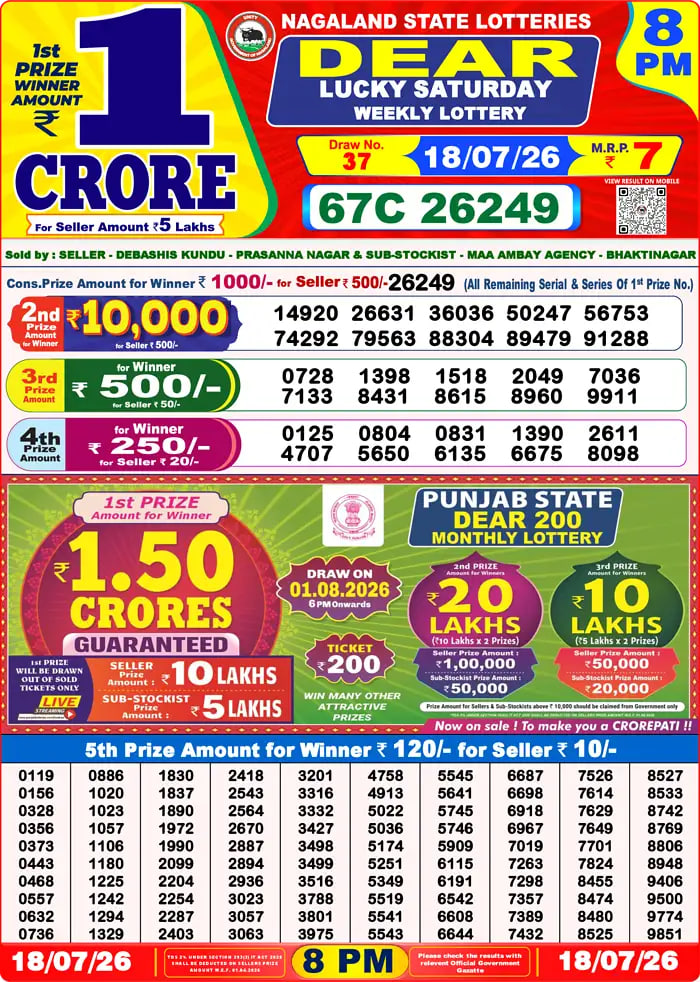 Dhankesari Lottery 8 PM Result 2026-07-19
