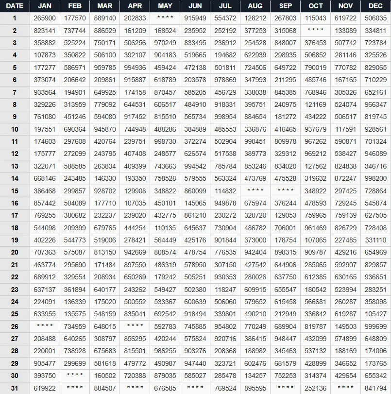 Kerala Lottery Result Chart 2024 — Monthly first prize winners (high-resolution)