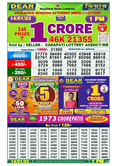 nagaland-lottery-result-14-01-2023-dear-kosai-morning-saturday-today-1-pm