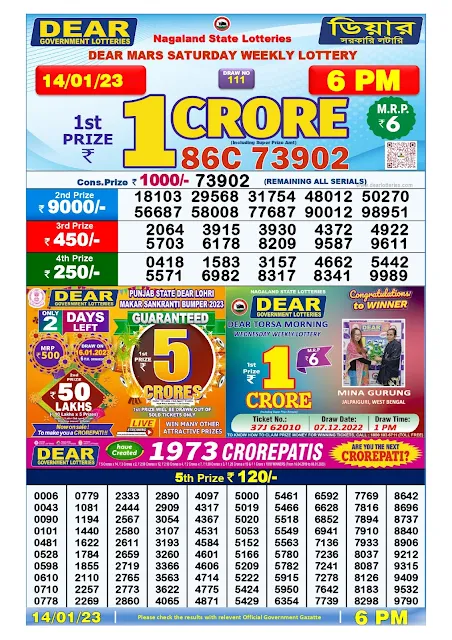 nagaland-lottery-result-14-01-2023-dear-mars-saturday-today-6-pm