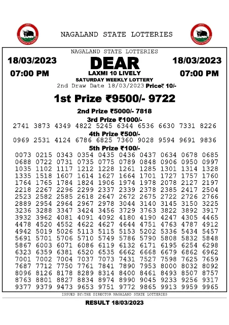 nagaland-lottery-result-18-03-2023-dear-laxmi-10-lively-saturday-today-7-pm