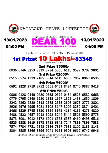 nagaland-lottery-result-13-01-2023-dear-100-diamond-friday-today-4-pm