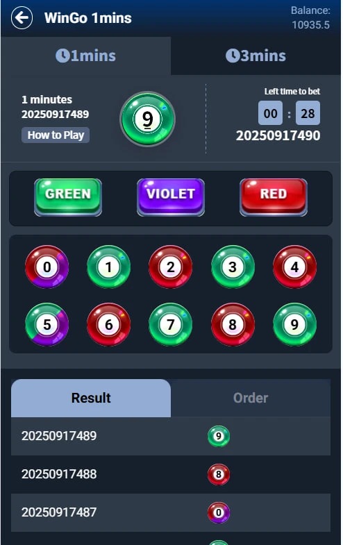 Wingo game interface example used for neutral discussion
